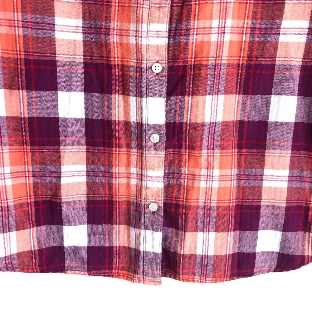 Old Navy Women's Flannel Shirt Size L Plaid 100% Cotton Long Sleeve Classic - Picture 8 of 11